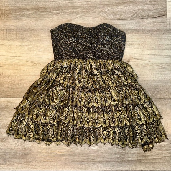 Haute Hippie Peacock Bustier Fit & Flare Mini Dress Cocktail Party Halloween - Picture 5 of 11